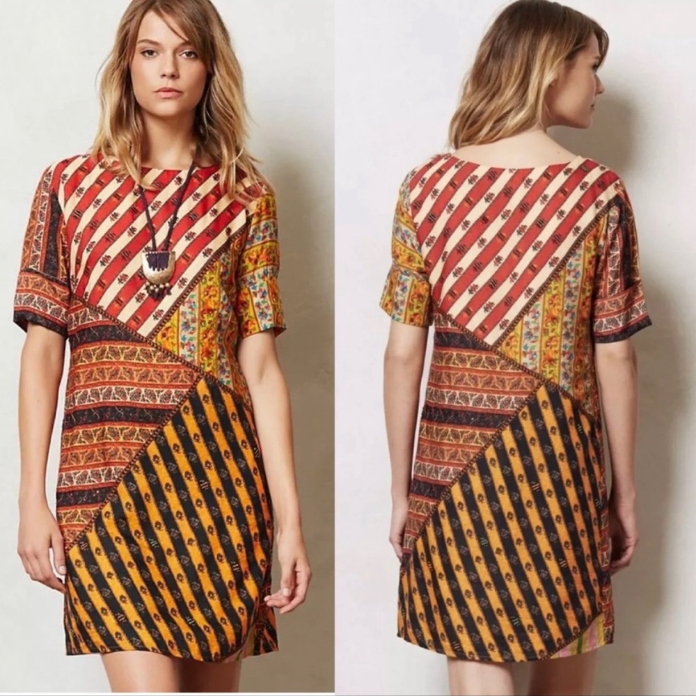 Anthro Tanvi Kedia Patchwork Ozma Beaded Dress